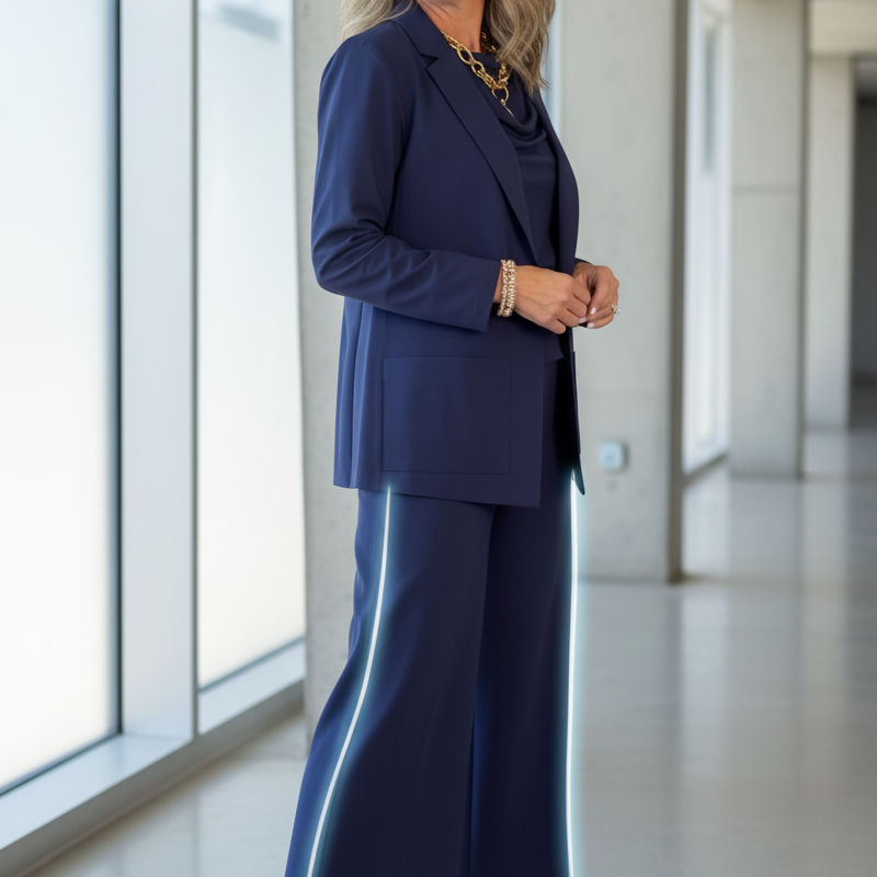 ✨🎅Weihnachtsangebote – Nur für kurze Zeit!⏰Damen Anzug (3-teilig) mit Blazer, weiter Hose und Top
