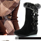 ✨🎅Weihnachtsangebote – Nur für kurze Zeit!⏰Damen-Schneestiefel bis zur Wade mit Plüschbesatz