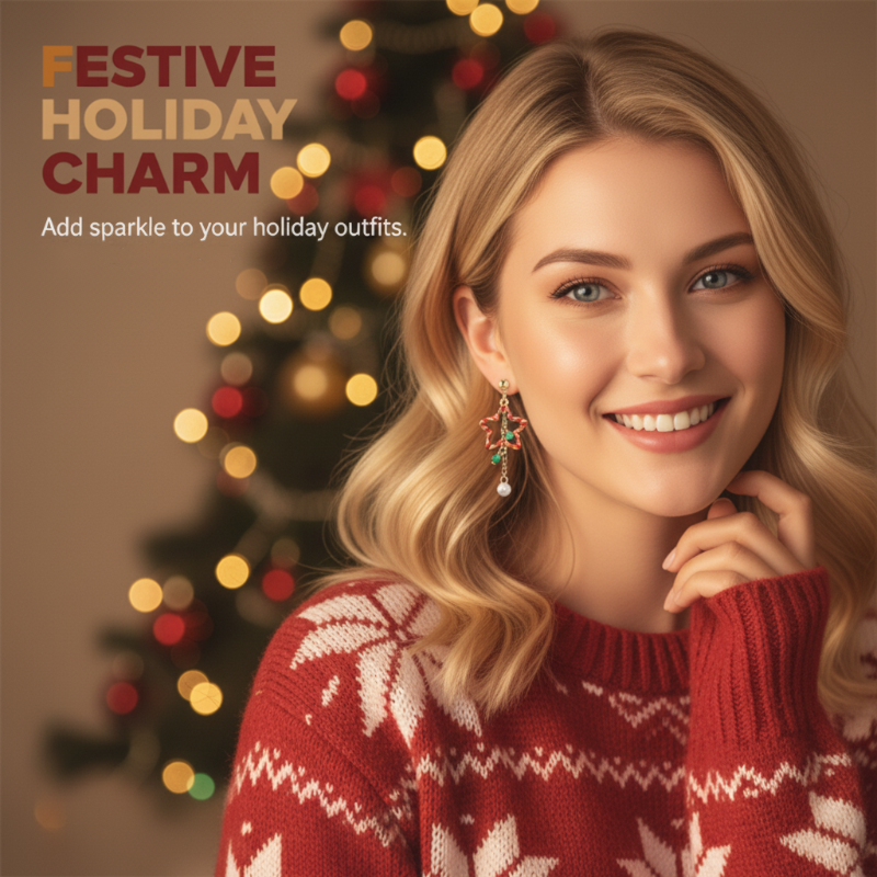 🎅Weihnachtsaktion für kurze Zeit: 50 % RABATT!!! ✨ Niedrige Ohrringe mit süßem Weihnachtsstern-Anhänger