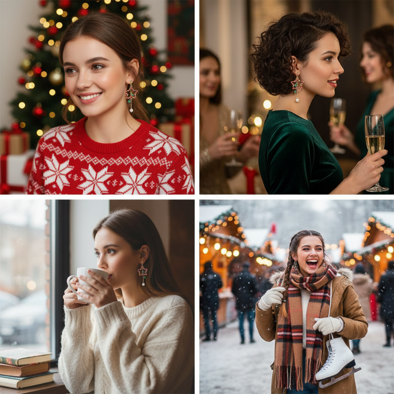 🎅Weihnachtsaktion für kurze Zeit: 50 % RABATT!!! ✨ Niedrige Ohrringe mit süßem Weihnachtsstern-Anhänger