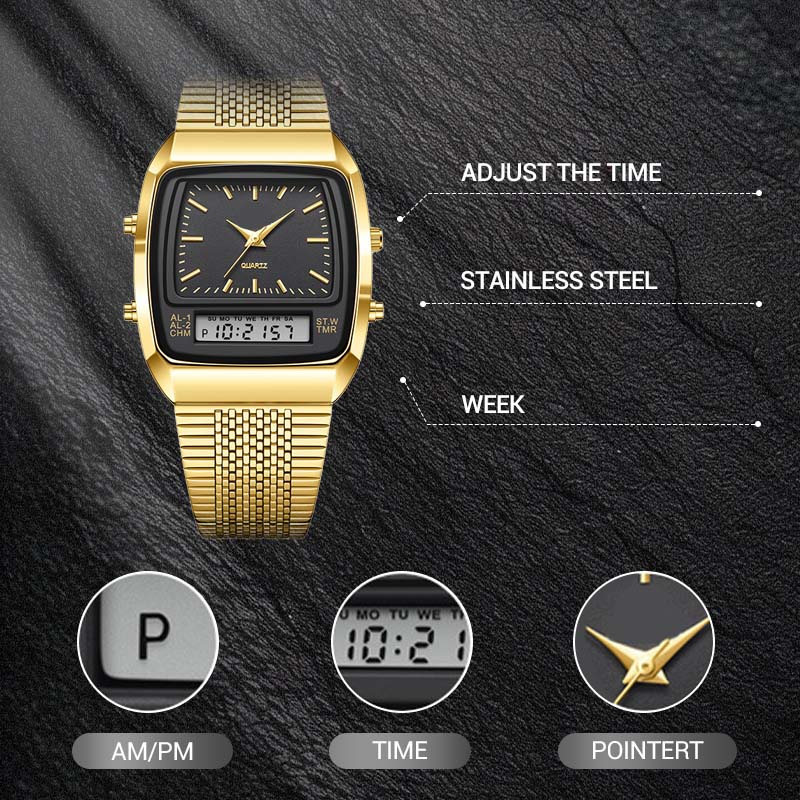 📢📢50 % Rabatt!!! 🎅LIEBIG Roman Retro Dual System Multifunktions-Digital-Sportuhr