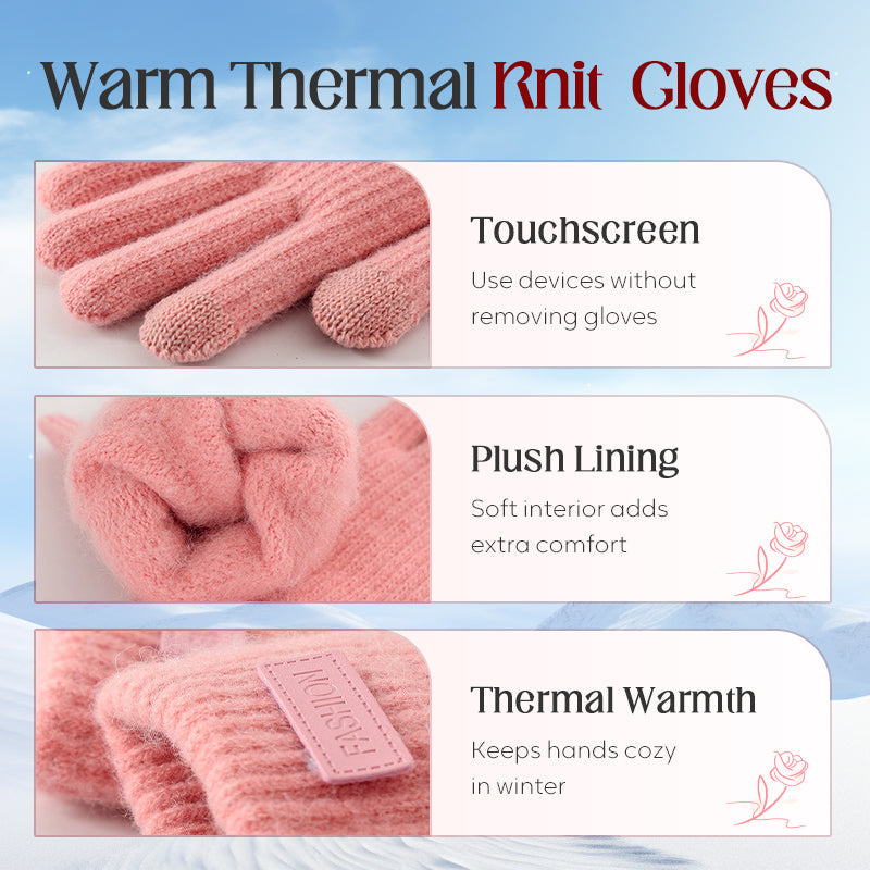 Warme Thermo-Strickhandschuhe mit Touchscreen-Funktion
