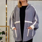 ⌛ Nur noch 3 Tage – 50 % auf alles! ⏰Damen kuschelige warme Kapuzenjacke mit Streifendetail
