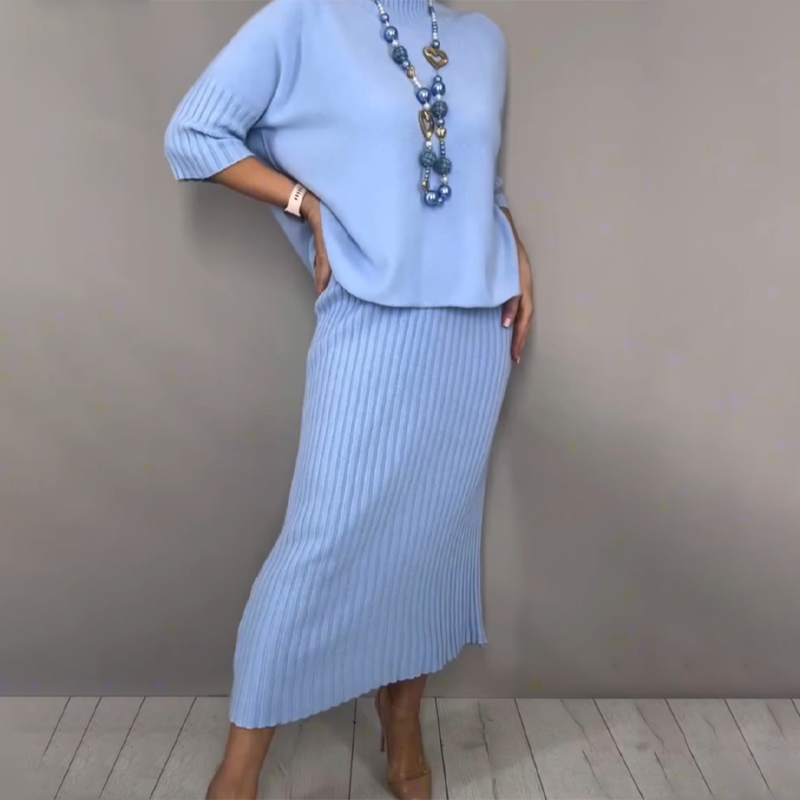 ⏳ Letzter Tag: 50 % auf das gesamte Sortiment!⏰Elegantes 2-teiliges Set aus Strickpullover und Midirock