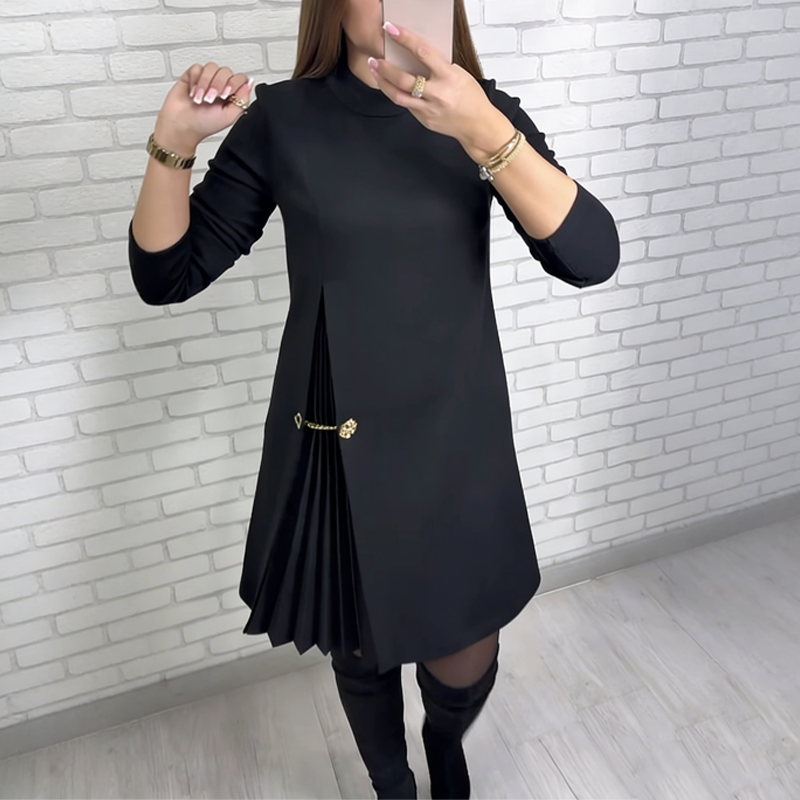 ⌛ Nur noch 3 Tage – 50 % auf alles! ⏰💖 Elegantes Langarmkleid mit Plissee-Einsätzen – feminint, flatternd & perfekt für jede Feier!💃