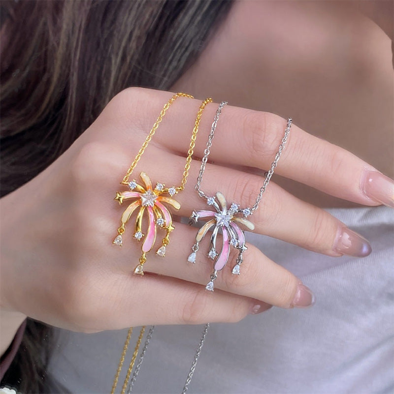 🎆 Feine Collierkette mit Emaille-Feuerwerk – Elegant, modern & vielseitig tragbar