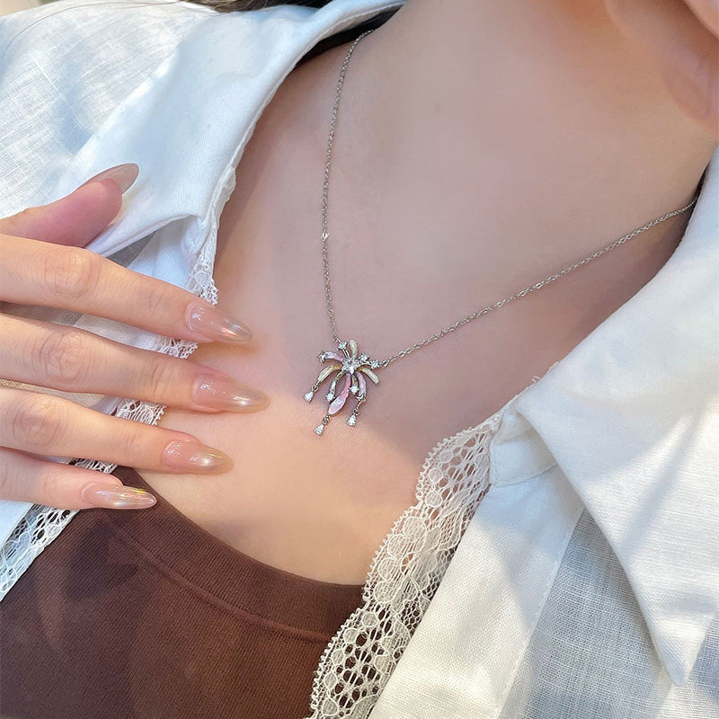 🎆 Feine Collierkette mit Emaille-Feuerwerk – Elegant, modern & vielseitig tragbar