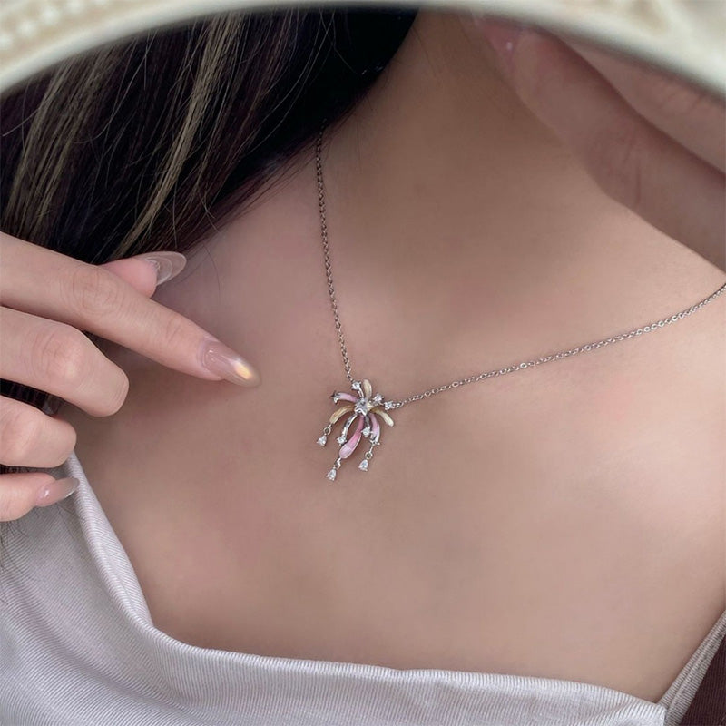 🎆 Feine Collierkette mit Emaille-Feuerwerk – Elegant, modern & vielseitig tragbar