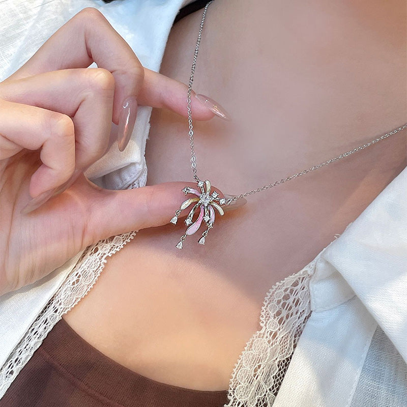 🎆 Feine Collierkette mit Emaille-Feuerwerk – Elegant, modern & vielseitig tragbar