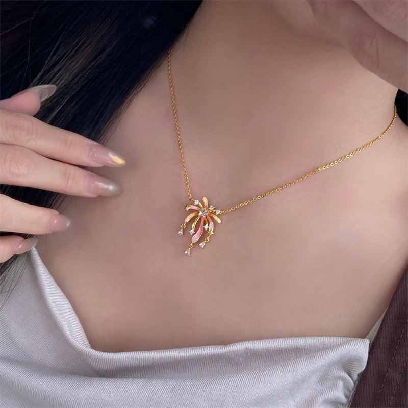 🎆 Feine Collierkette mit Emaille-Feuerwerk – Elegant, modern & vielseitig tragbar