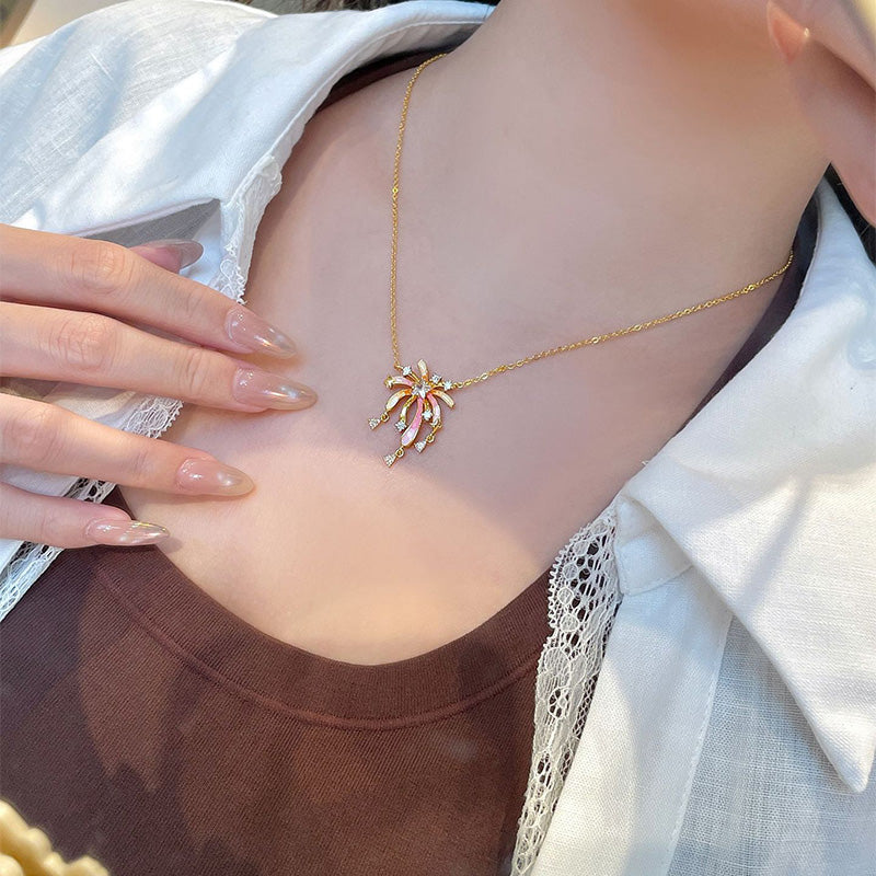 🎆 Feine Collierkette mit Emaille-Feuerwerk – Elegant, modern & vielseitig tragbar