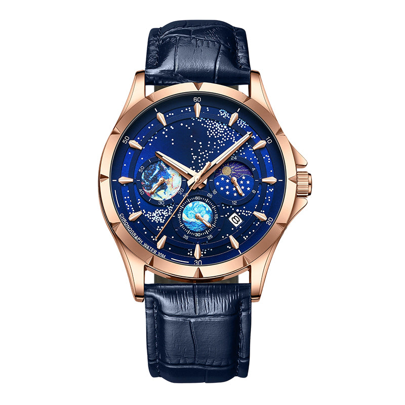 🎄 Weihnachtsangebot – Immer 50% RABATT! 🌌 Herrenuhr Leuchtender Sternenhimmel: Kosmisches Sternenzifferblatt – Nachtleuchten + Chronograph für Stil & Praxis am Handgelenk! ⌚