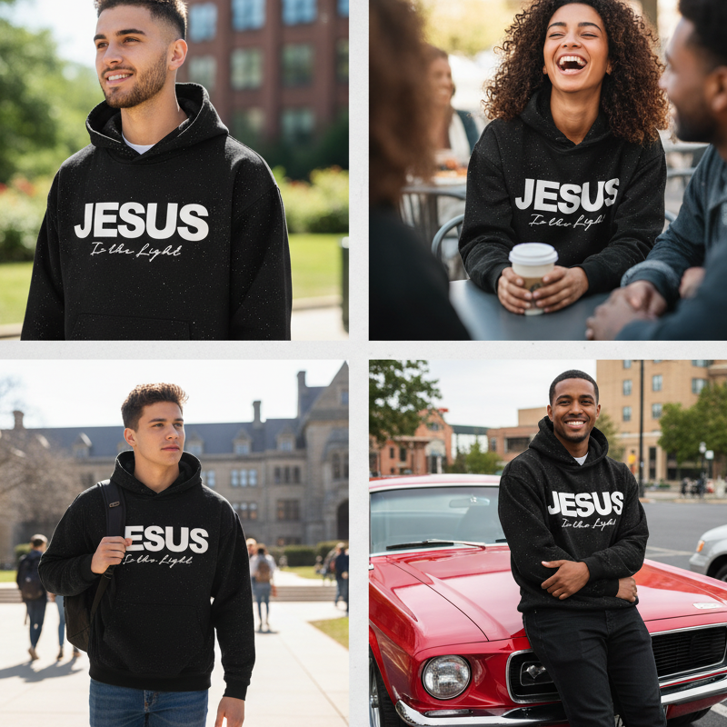 ✨🎅Weihnachtsangebote – Nur für kurze Zeit!⏰Stylishes funkelndes Strass-Hoodie "JESUS ist das Licht"