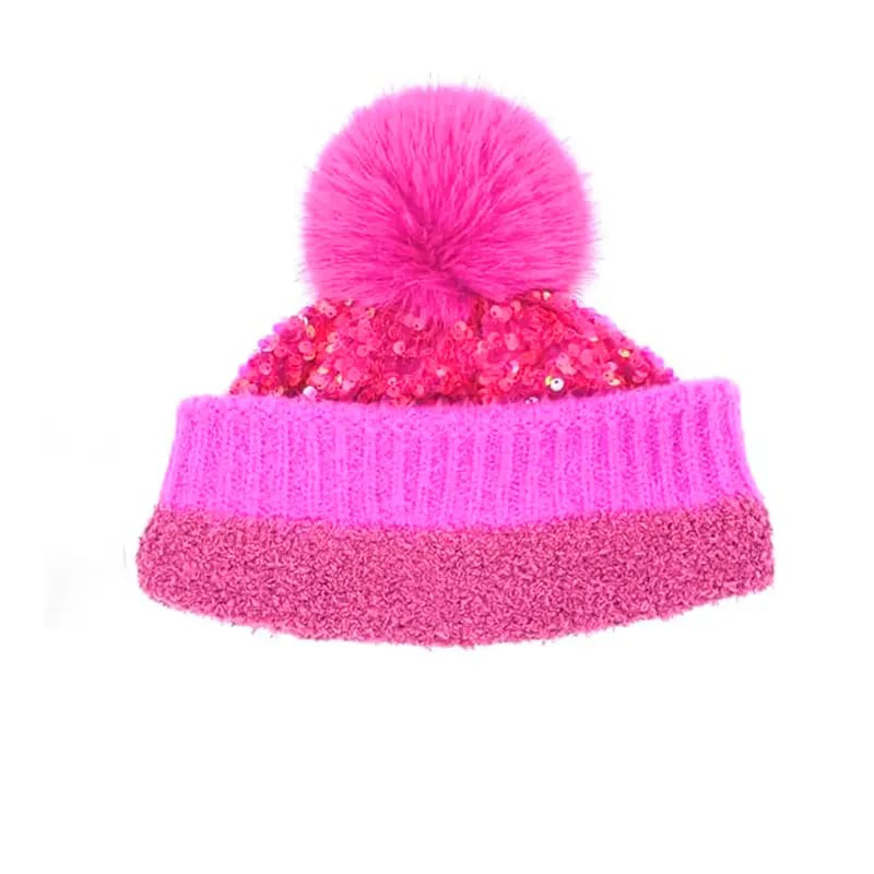Fröhliches Neujahr! 50% auf alles 🎊⏰Wintermütze mit Quaste und glitzernden Pailletten