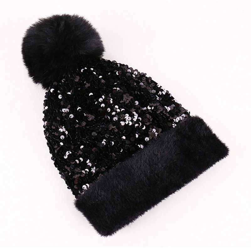 Fröhliches Neujahr! 50% auf alles 🎊⏰Wintermütze mit Quaste und glitzernden Pailletten