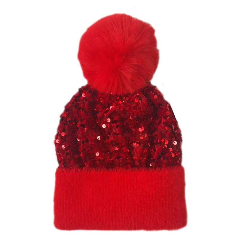 Fröhliches Neujahr! 50% auf alles 🎊⏰Wintermütze mit Quaste und glitzernden Pailletten