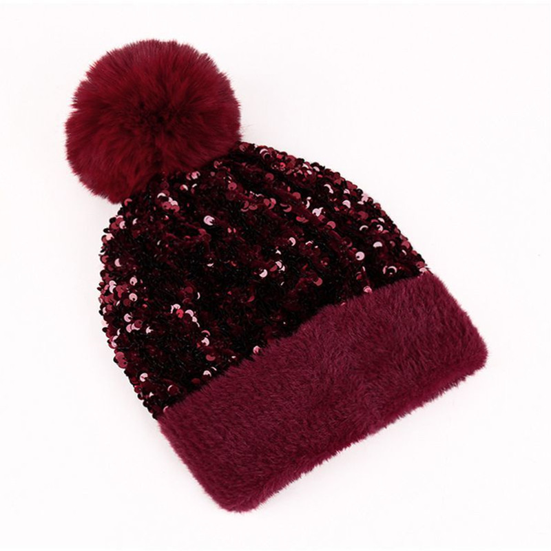 Fröhliches Neujahr! 50% auf alles 🎊⏰Wintermütze mit Quaste und glitzernden Pailletten