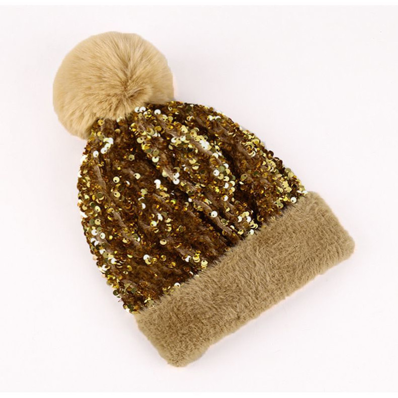 Fröhliches Neujahr! 50% auf alles 🎊⏰Wintermütze mit Quaste und glitzernden Pailletten