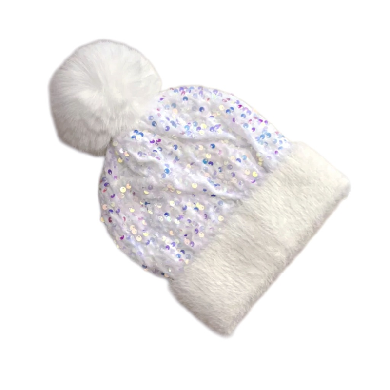 Fröhliches Neujahr! 50% auf alles 🎊⏰Wintermütze mit Quaste und glitzernden Pailletten