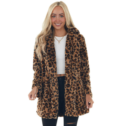 Fröhliches Neujahr! 50% auf alles 🎊⏰Damen-Locken-Leopardenmuster-Plüschmantel🧥