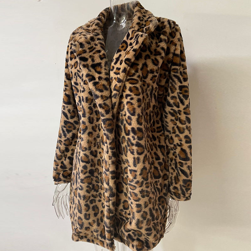 Fröhliches Neujahr! 50% auf alles 🎊⏰Damen-Locken-Leopardenmuster-Plüschmantel🧥