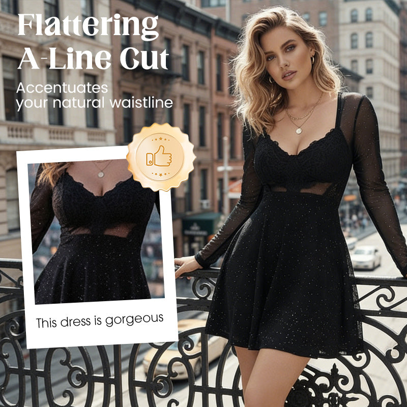 ✨🌟 Sterntanz-Abendkleid mit Spitzenoberteil & Glitzerfunkeln – Perfekt für festliche Anlässe! ✨💫 Elegant, nachhaltig & made in Germany. 💚
