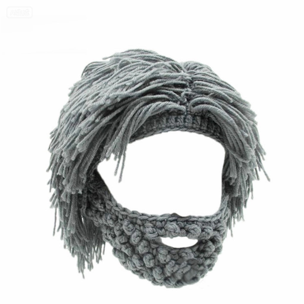 📢📢50 %  RABATT !! ⏰Punk-Style-Hut mit angebrachter einfacher Perücke und gestrickter Bart