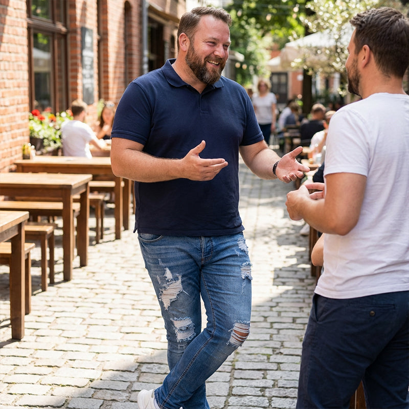Herren Jeans mit Stickerei – Gerade Passform, Mit Knie-Details und Reißverschluss