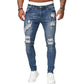 Herren Jeans mit Stickerei – Gerade Passform, Mit Knie-Details und Reißverschluss