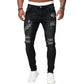 Herren Jeans mit Stickerei – Gerade Passform, Mit Knie-Details und Reißverschluss