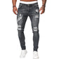 Herren Jeans mit Stickerei – Gerade Passform, Mit Knie-Details und Reißverschluss