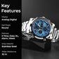 Wasserdichte Herren-Armbanduhr – Edelstahl, Analog-Digital, Stoßfest und Robustes Design