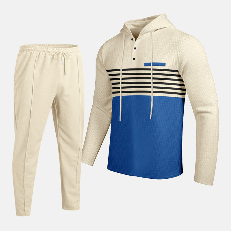 Herren-Trainingsanzug mit Kapuze und Farbblock-Design