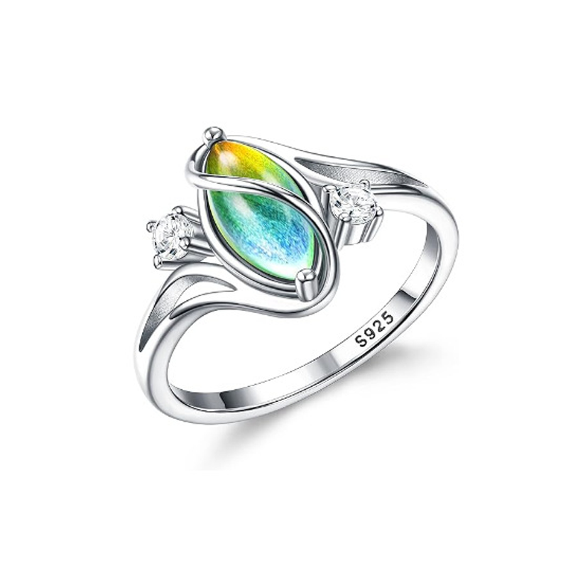 Geometrischer Damenring mit ovalem grünem Mondstein & Zirkonia – modern & stilvoll 💍✨