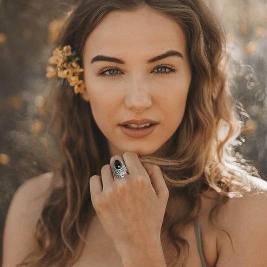 Dunkler Boho-Barockring für Damen – Vintage & individuell 🖤✨