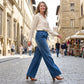 Damen-Jeans mit Kordelbund und Weitbeinschnitt