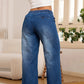 Damen-Jeans mit Kordelbund und Weitbeinschnitt