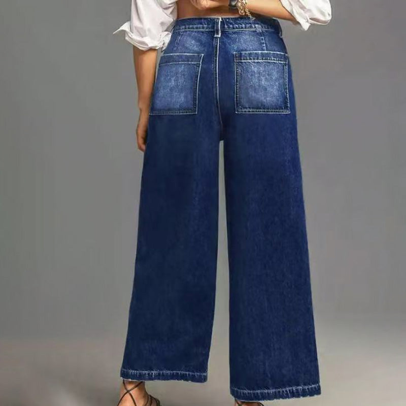 Damen Casual High-Rise Weitbeinjeans