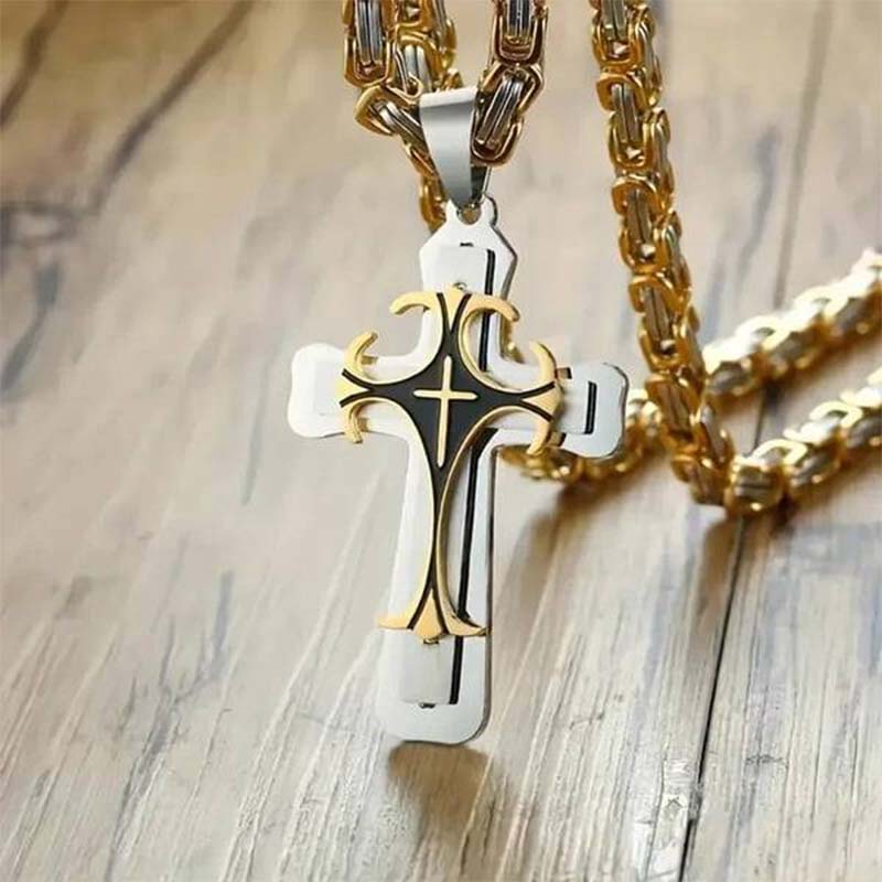 Herren Kreuzkette mit Muster – Markantes Design, stilvoll & alltagstauglich ✝️🖤