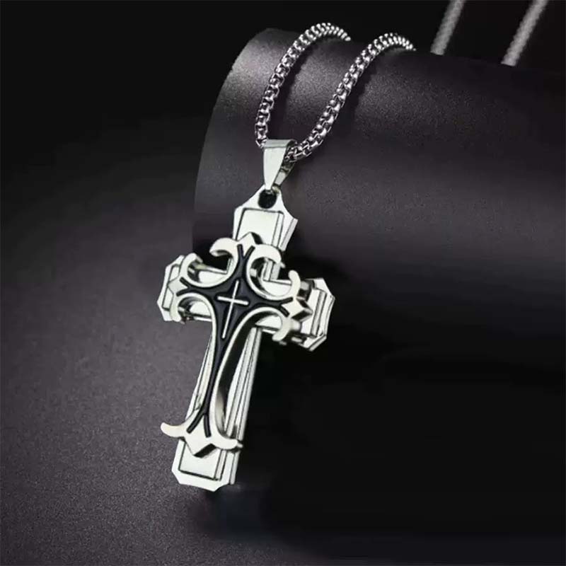 Herren Kreuzkette mit Muster – Markantes Design, stilvoll & alltagstauglich ✝️🖤