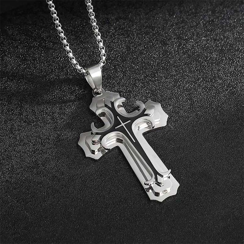 Herren Kreuzkette mit Muster – Markantes Design, stilvoll & alltagstauglich ✝️🖤
