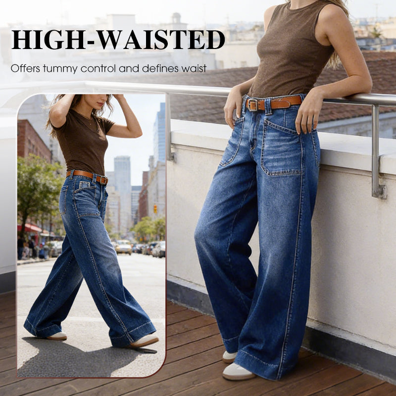 🌱 Saisonstart: 50% Rabatt auf alle Frühjahrsneuheiten! 🌷Damen High-Waist Weitbein-Jeans