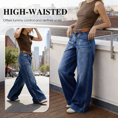 🌱 Saisonstart: 50% Rabatt auf alle Frühjahrsneuheiten! 🌷Damen High-Waist Weitbein-Jeans
