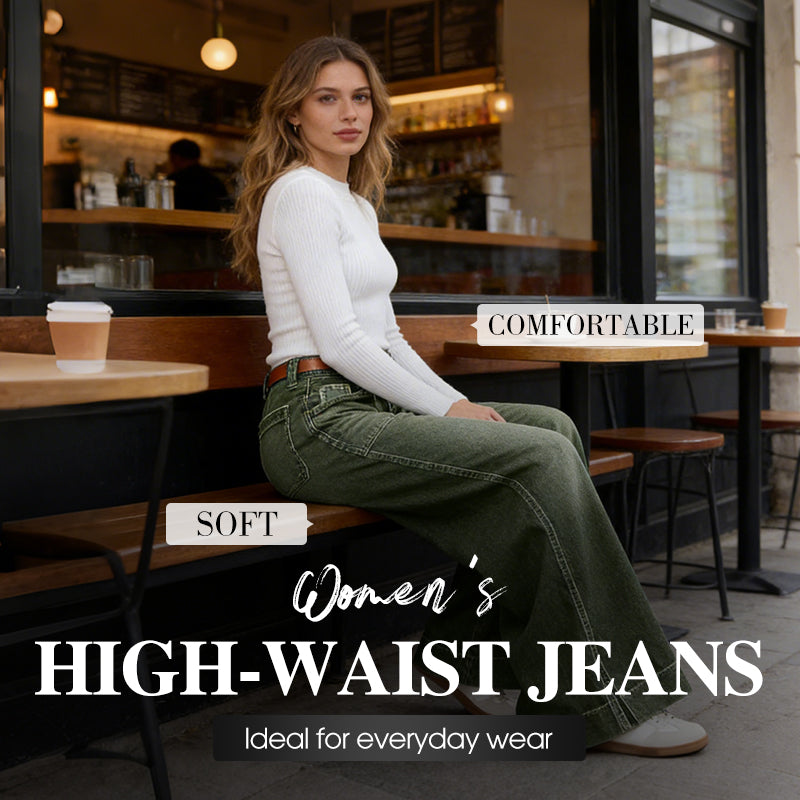 🌱 Saisonstart: 50% Rabatt auf alle Frühjahrsneuheiten! 🌷Damen High-Waist Weitbein-Jeans