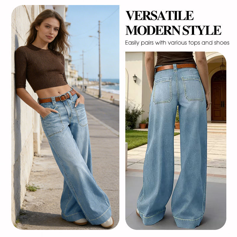 🌱 Saisonstart: 50% Rabatt auf alle Frühjahrsneuheiten! 🌷Damen High-Waist Weitbein-Jeans