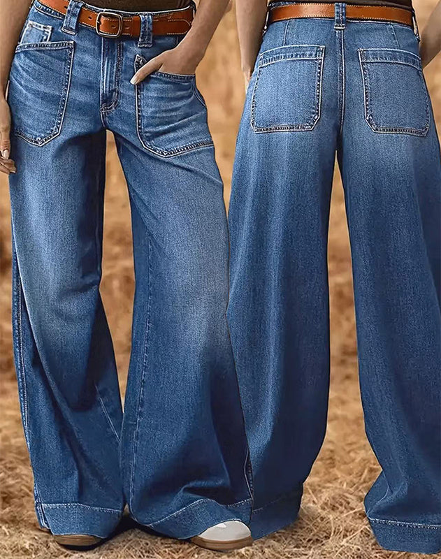 🌱 Saisonstart: 50% Rabatt auf alle Frühjahrsneuheiten! 🌷Damen High-Waist Weitbein-Jeans