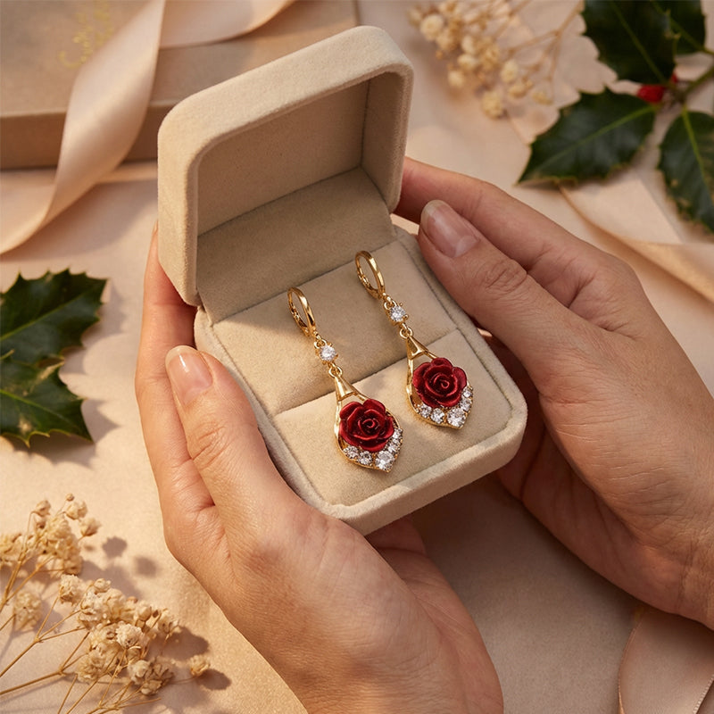🌹 50% RABATT! ✨ Elegante Ohrringe mit Roten Rosen – Romantisches Design, Hochwertige Verarbeitung & Perfektes Geschenk 💝