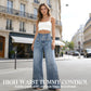 Damen High-Waist Jeans – Weites Bein mit Knopfleiste und Schlitz am Saum👖✨
