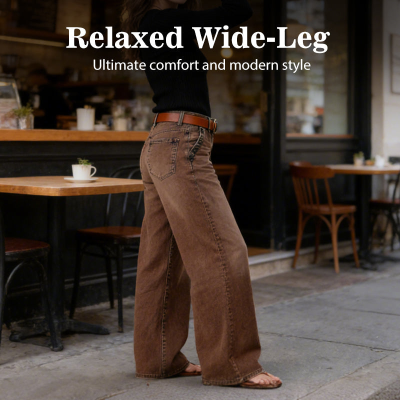 High-Waist Jeans mit Weitem Bein – Mit Knopfleiste, Bequem und Zeitlos für den Alltag