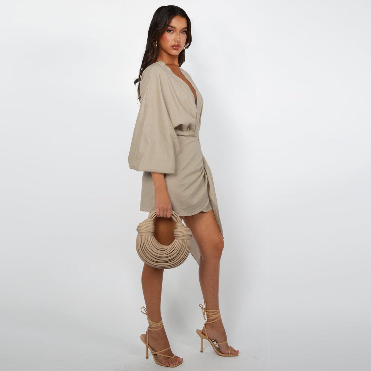 Damen Wickelkleid mit V-Ausschnitt